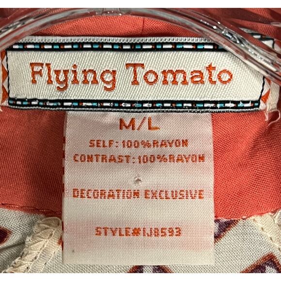 Flying Tomato Rayon Kimono M/L Paisley Print Open Front Boho Duster - Picture 7 of 8